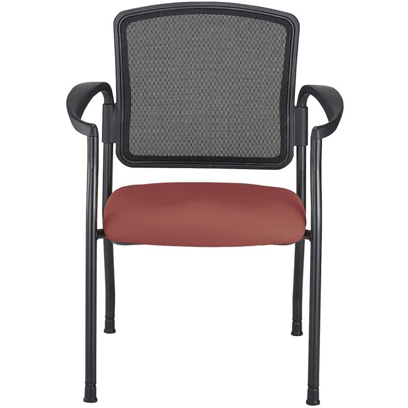 WorkPro Spectrum Series Mesh/Vinyl Stacking Guest Chair With Antimicrobial Protection, With Arms, Cordovan, Set Of 2 Chairs, BIFMA Compliant MPN:V-WPSPECTARMCOR2PK