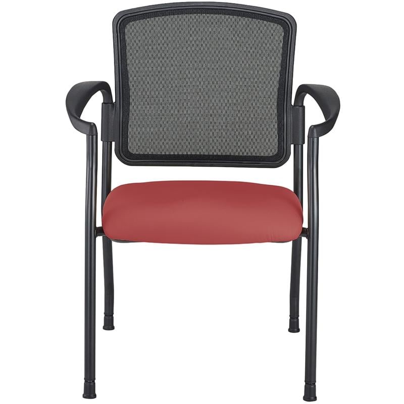 WorkPro Spectrum Series Mesh/Vinyl Stacking Guest Chair With Antimicrobial Protection, With Arms, Red, Set Of 2 Chairs, BIFMA Compliant MPN:V-WPSPECTARMRED2PK