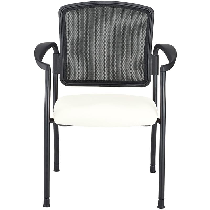 WorkPro Spectrum Series Mesh/Vinyl Stacking Guest Chair With Antimicrobial Protection, With Arms, White, Set Of 2 Chairs, BIFMA Compliant MPN:V-WPSPECTARMWHT2PK