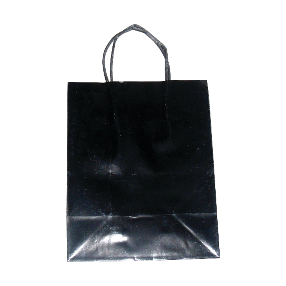 OfficeMax High-Gloss Paper Bags, 10inH x 8inW x 4 3/4inD, Black/White, Pack Of 125 MPN:OM06716