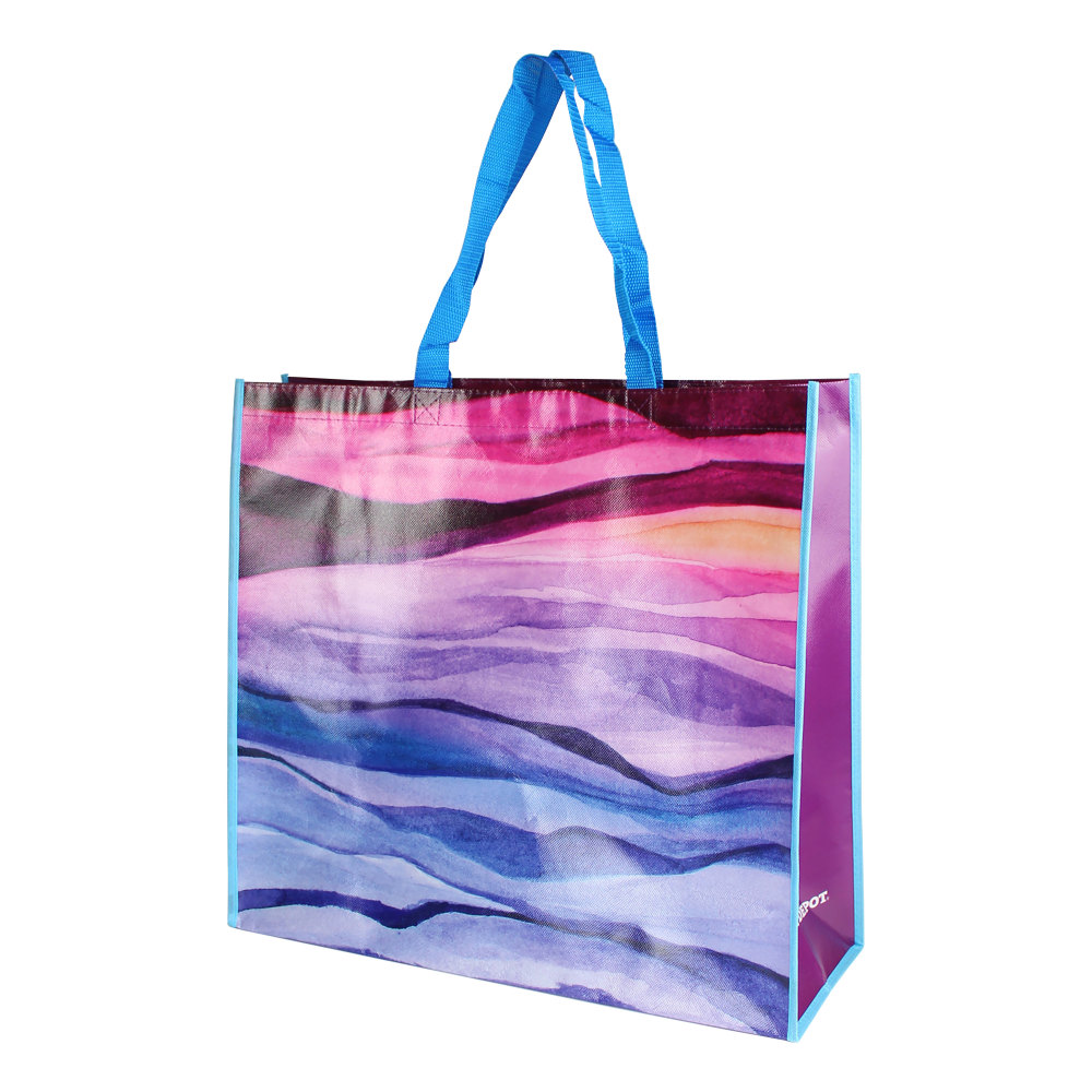 Office Depot Brand Large Reusable Shopping Bag, 19inH x 17-1/4inW x 7inD, Watercolor Waves MPN:PM22379