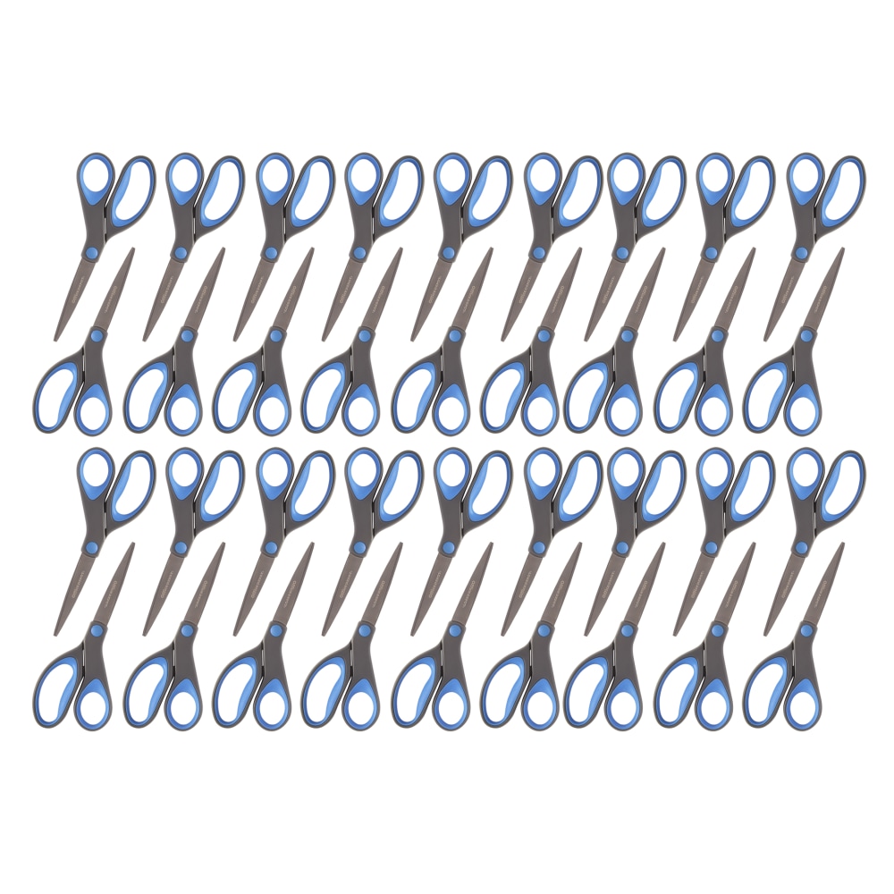 Office Depot Brand Titanium Coated Scissors, 8in, Straight, Dark Gray/Blue, Pack Of 36 Scissors MPN:55945