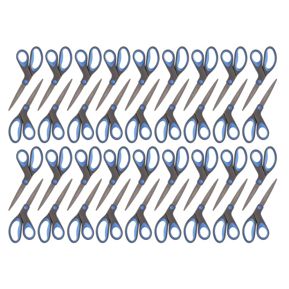Office Depot Brand Titanium Coated Scissors, 8in, Bent, Dark Gray/Blue, Pack Of 36 Scissors MPN:55949