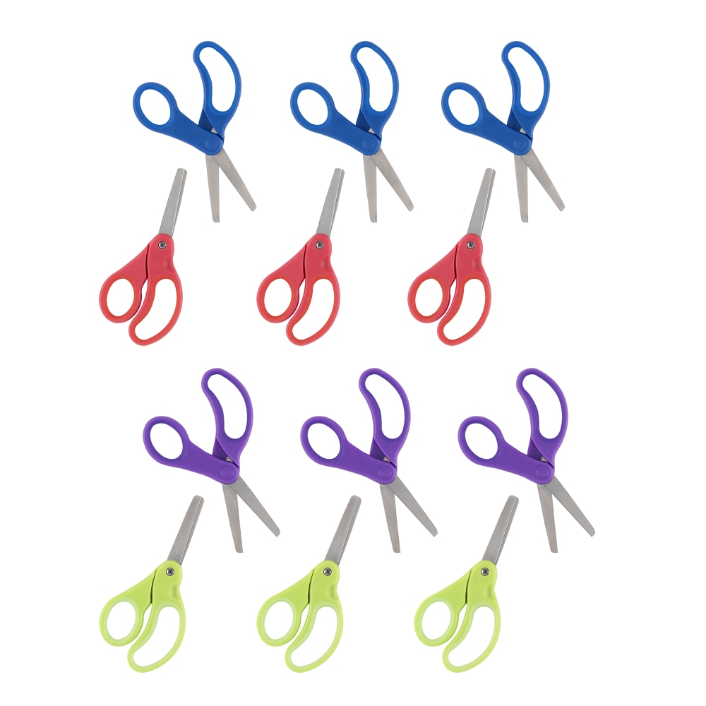 Office Depot Brand Kids Scissors, 5in, Blunt Tip, Assorted Colors, Pack Of 12 Scissors MPN:55952