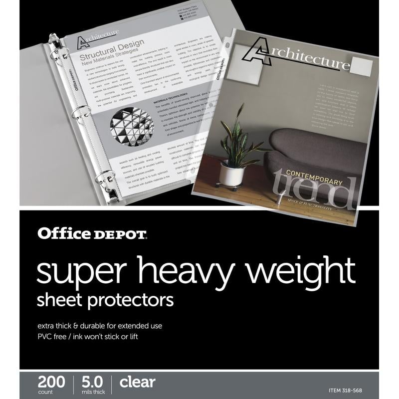 Office Depot Brand Super Heavyweight Sheet Protectors, 8-1/2in x 11in, Clear, Box Of 200 (Min Order Qty 5) MPN:181109-BX200