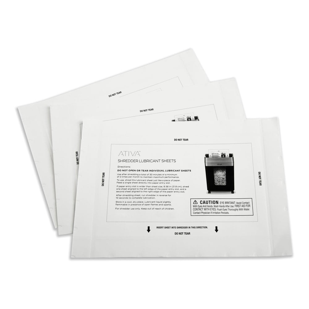 Ativa Shredder Lubricant Sheets, Pack Of 100 Sheets (Min Order Qty 3) MPN:OB002