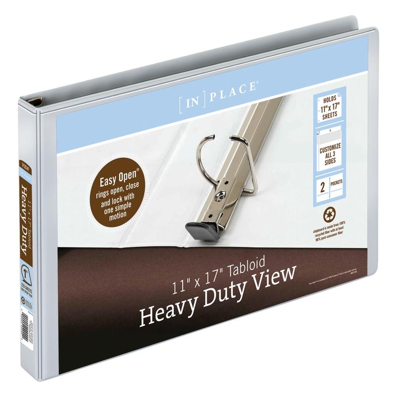 [IN]PLACE Heavy-Duty View 3-Ring Binder, 1in D-Rings, White (Min Order Qty 4) MPN:OD06827V3
