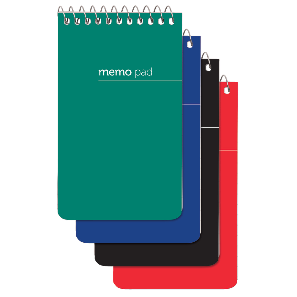 Office Depot Brand Wirebound Top-Opening Memo Pads, 3in x 5in, College Ruled, 60 Sheets Per Pad, Assorted Colors (No Color Choice), Pack Of 3 Pads (Min Order Qty 99) MPN:CJV011