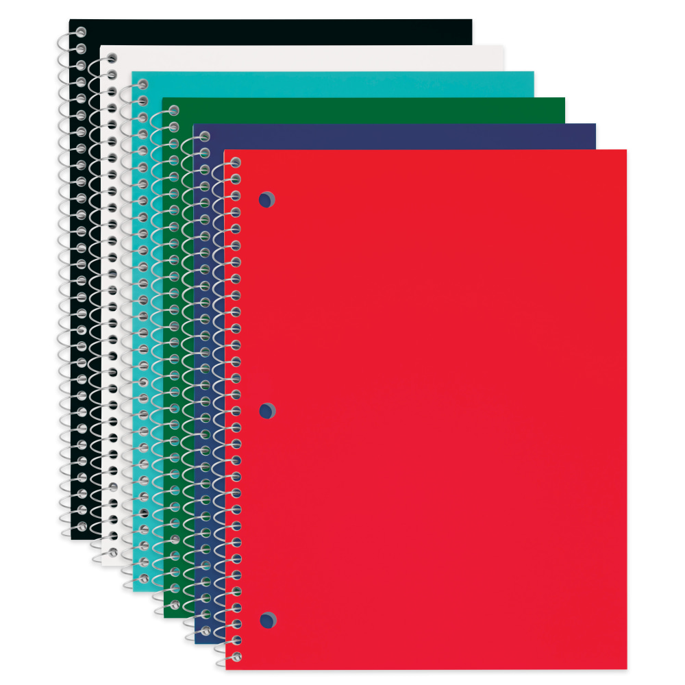 Just Basics Poly Spiral Notebook, 8in x 10-1/2in, 1 Subject, Wide Ruled, 70 Sheets, Assorted, Pack Of 6 MPN:NW203267PPW6