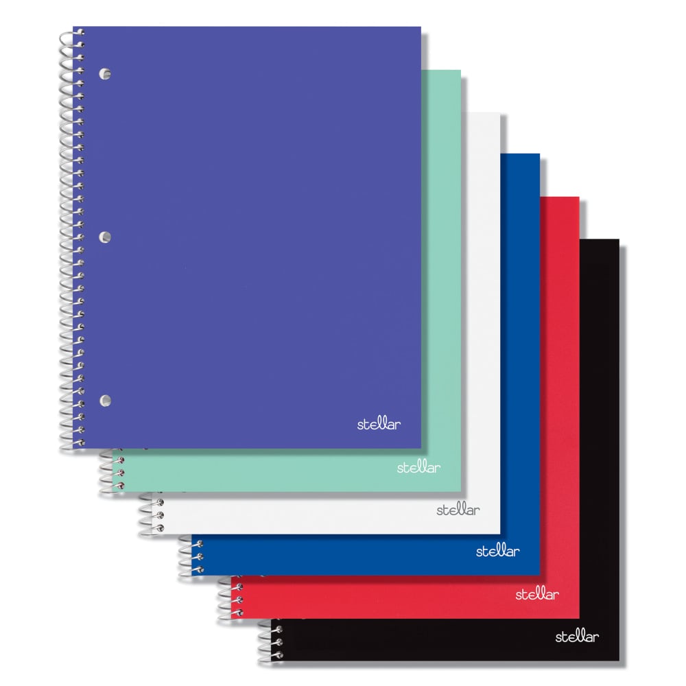 Office Depot Stellar Poly Notebooks, 8-1/2in x 11in, 1 Subject, Quadrille Ruled, 100 Sheets, Assorted Colors, Pack Of 6 Notebooks MPN:OD-STLPP-PACK6