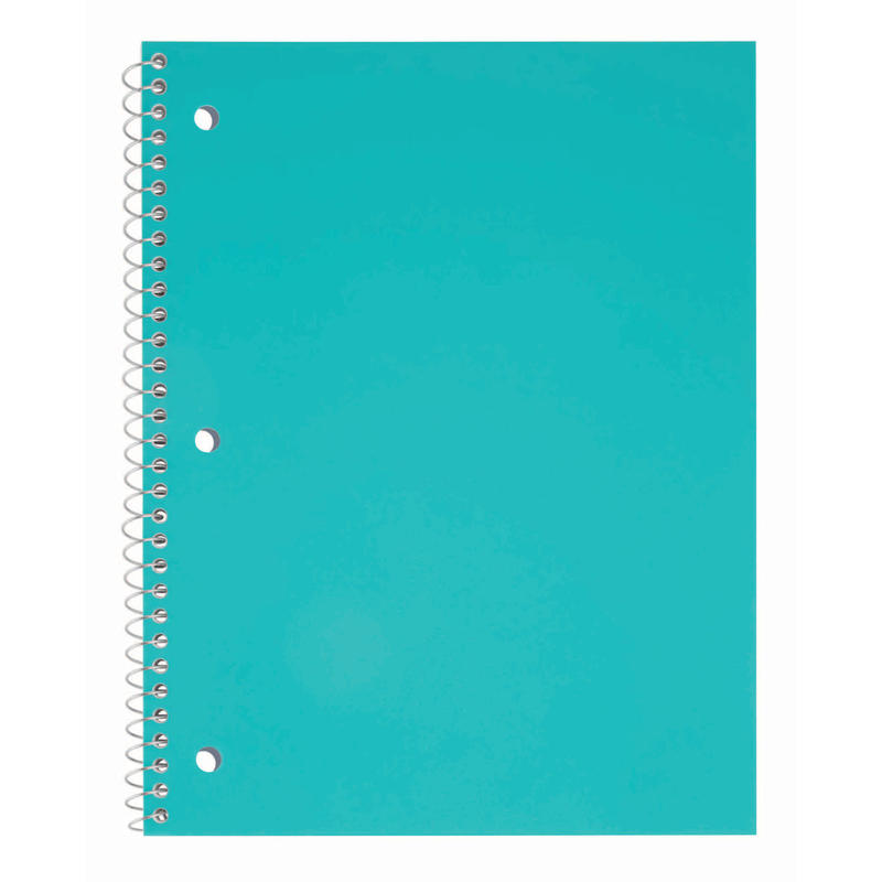 Just Basics Poly Spiral Notebook, 8in x 10-1/2in, 1 Subject, College Ruled, 70 Sheets, Teal (Min Order Qty 52) MPN:OD23298701