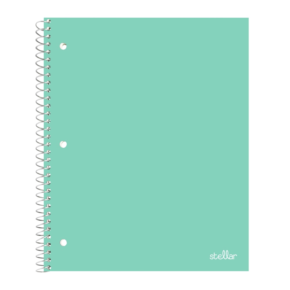 Office Depot Brand Stellar Poly Notebook, 8in x 10-1/2in, 1 Subject, Wide Ruled, 100 Sheets, Mint (Min Order Qty 36) MPN:OD475100