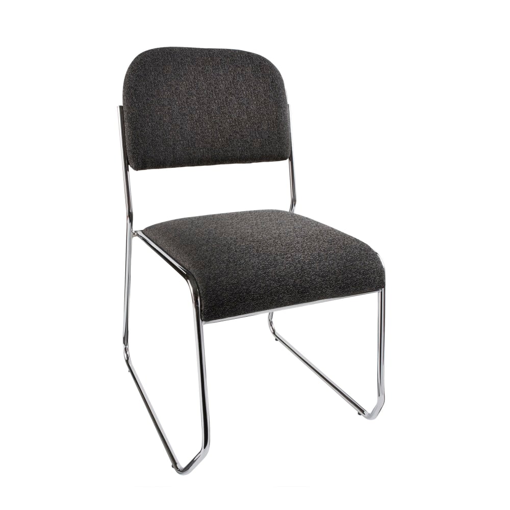 Realspace Sled-Base Padded Fabric Seat, Fabric Back Stacking Chair 22in Seat Width, Black Seat/Chrome Frame, Quantity: 1 MPN:86412