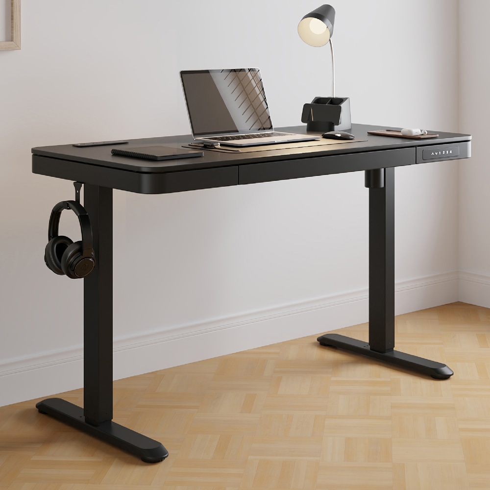 Realspace 47in Vetra Electric Height-Adjustable Standing Desk, Black, BIFMA Compliant MPN:ET156W-C-BLK-US235