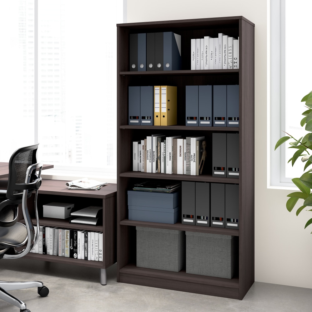 WorkPro Motiva Tall 72inH Tall 5-Shelf Bookcase, Storm Gray, Standard Delivery MPN:MVB136SG