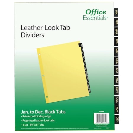 Black Leather Preprinted Tab Dividers MPN:11484