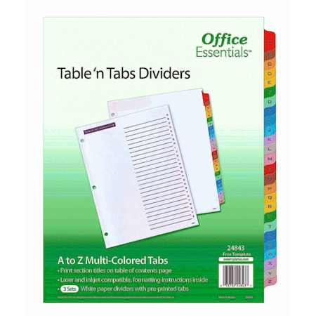 Table n Tabs Dividers, A-Z Multico, PK3 MPN:24843