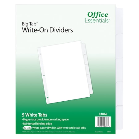 Big Tab Write-On Tab Dividers, 5 W, PK12 MPN:24846