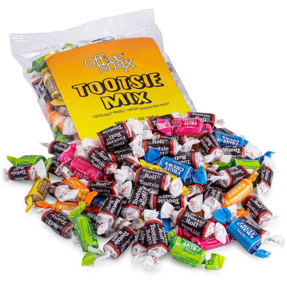 Office Snax Tootsie Roll Assortment - Original, Lime, Cherry, Lemon, Vanilla, Orange - Individually Wrapped - 14 oz - 1 Each MPN:00658