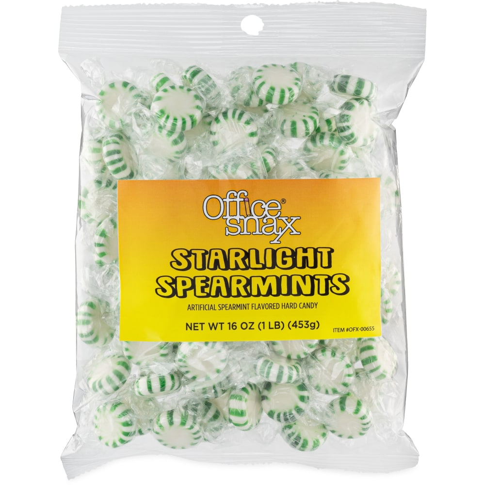 Office Snax Tub of Starlight Spearmints Candy - Spearmint - Individually Wrapped - 16 oz - 1 Each MPN:00655