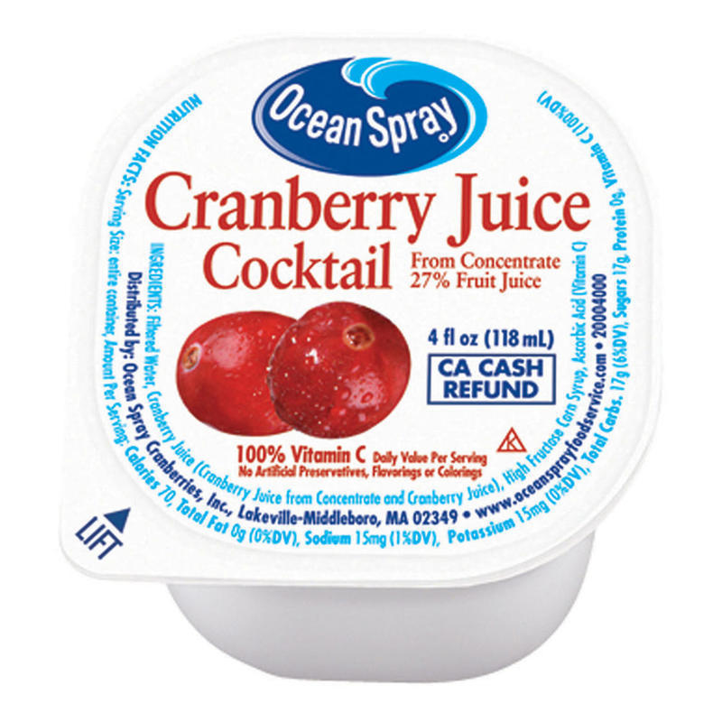 Ocean Spray Cranberry Juice, 4 Oz, Pack Of 48 Cups MPN:00700