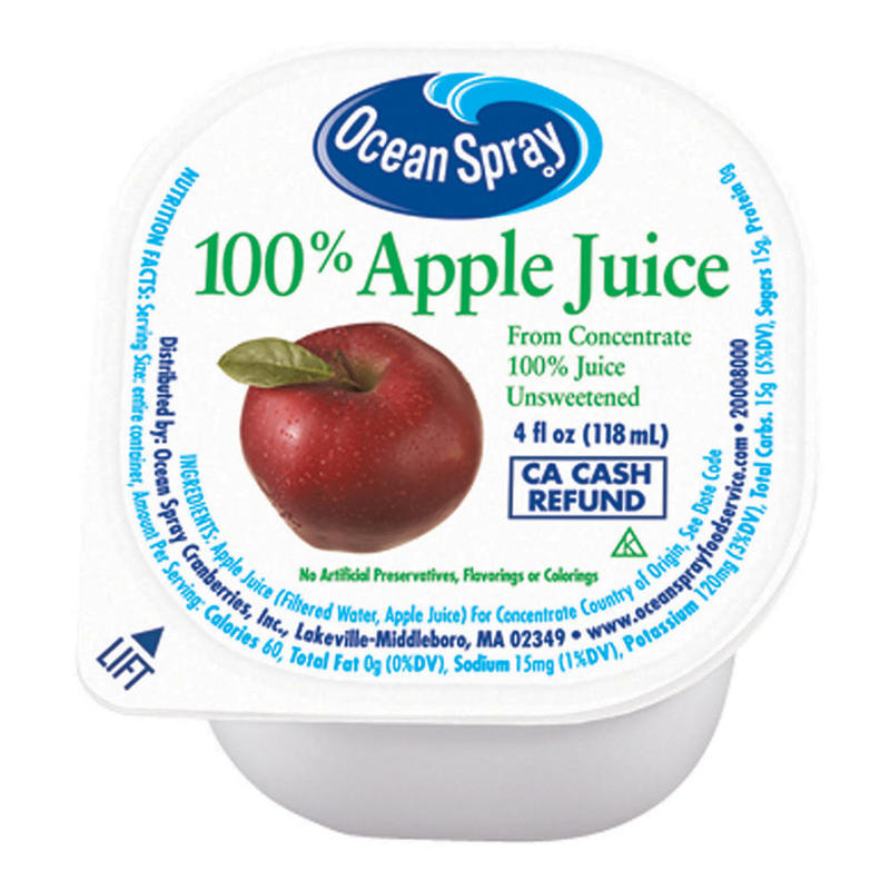 Ocean Spray Apple Juice, 4 Oz, Pack Of 48 Cups MPN:00720