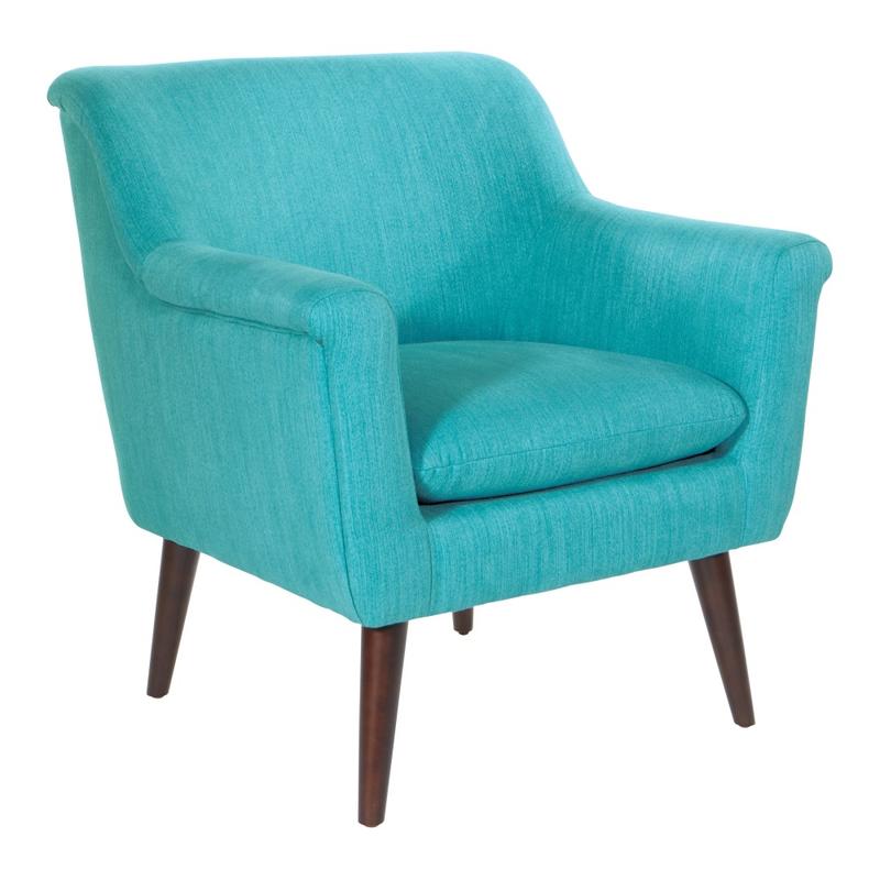 Office Star Dane Accent Chair, Turquoise/Dark Coffee MPN:BP-DANAC-F48