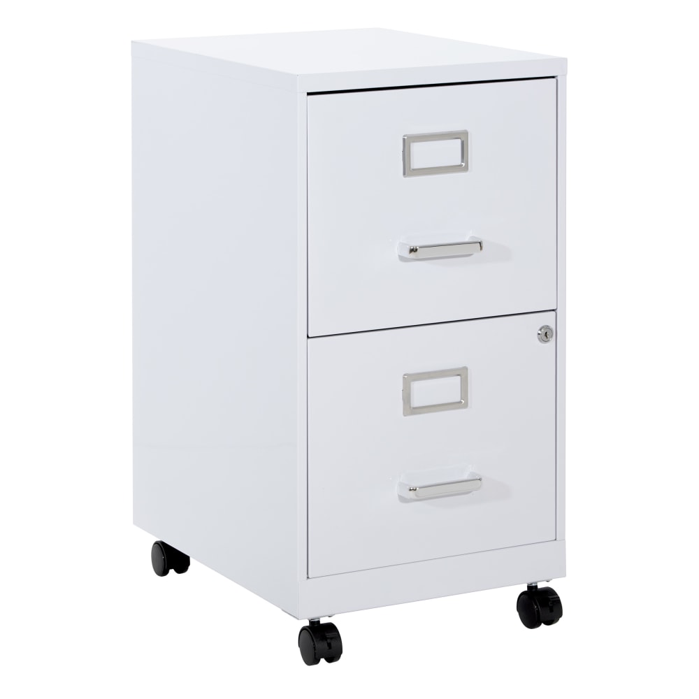 Office Star 20inD Vertical 2-Drawer Mobile Locking File Cabinet, White MPN:CF2DRM-11
