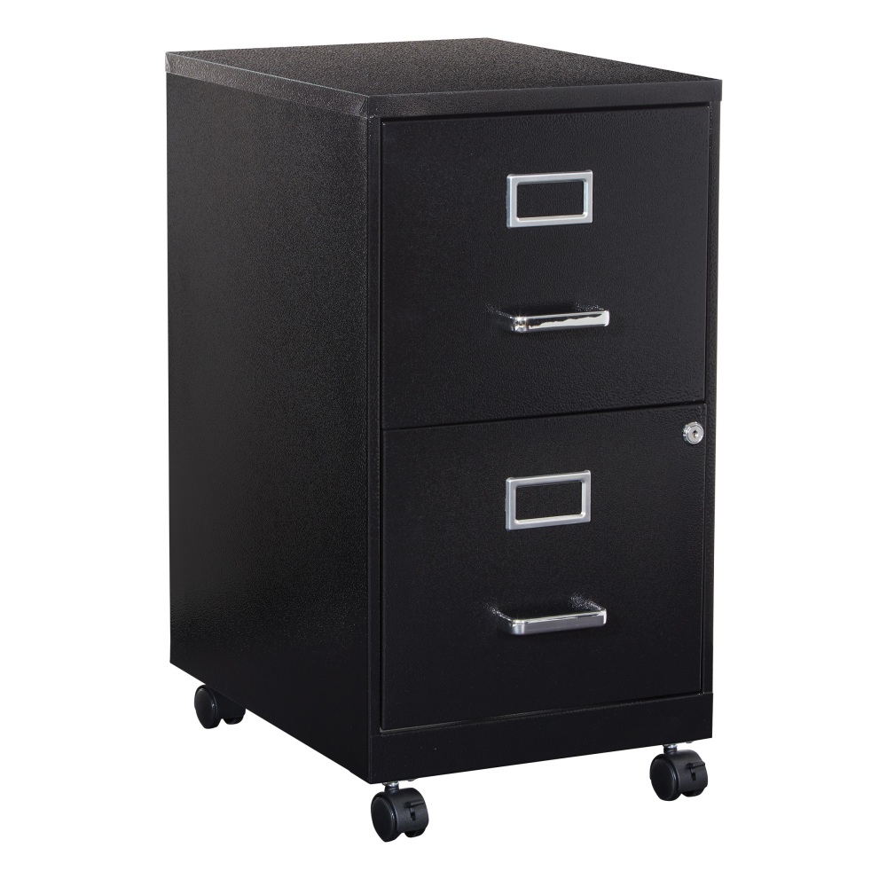 Office Star 20inD Vertical 2-Drawer Mobile Locking File Cabinet, Black MPN:CF2DRM-T3