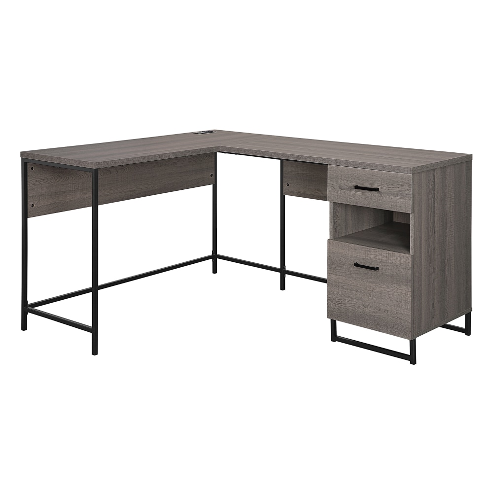 Office Star Hagney Lane 58inW L-Shaped Computer Desk With Power And Storage, Farm Oak MPN:HGN781-FK