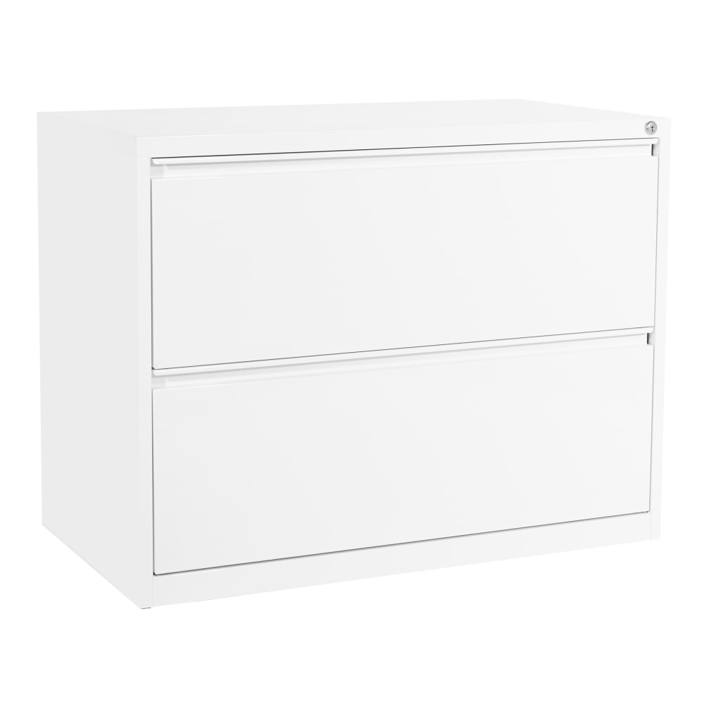 Office Star 35-1/2inW x 19-3/4inD Lateral 2-Drawer File Cabinet With Core-Removable Lock & Adjustable Glides, White MPN:LF236-WH
