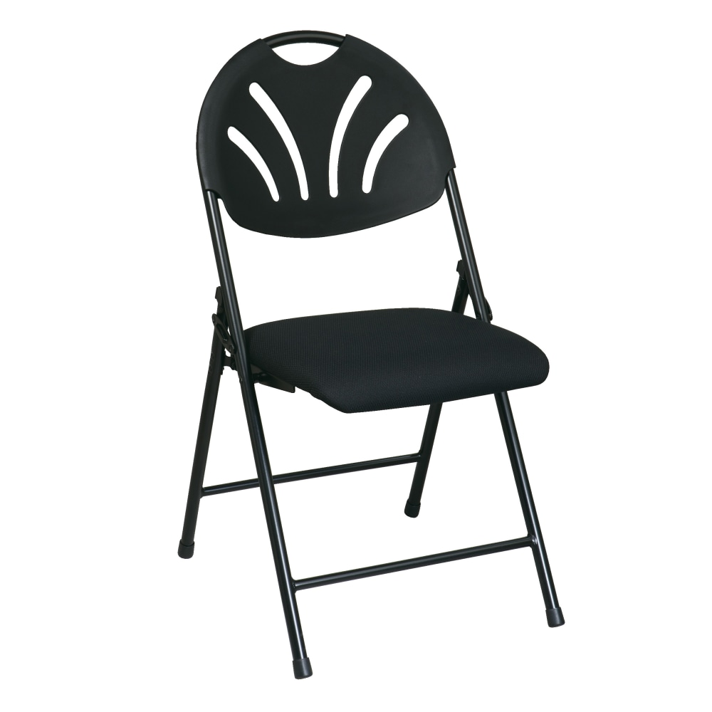 Office Star Fan-Back Stackable Folding Chairs, Black, Set Of 4 MPN:FC8100NP-3