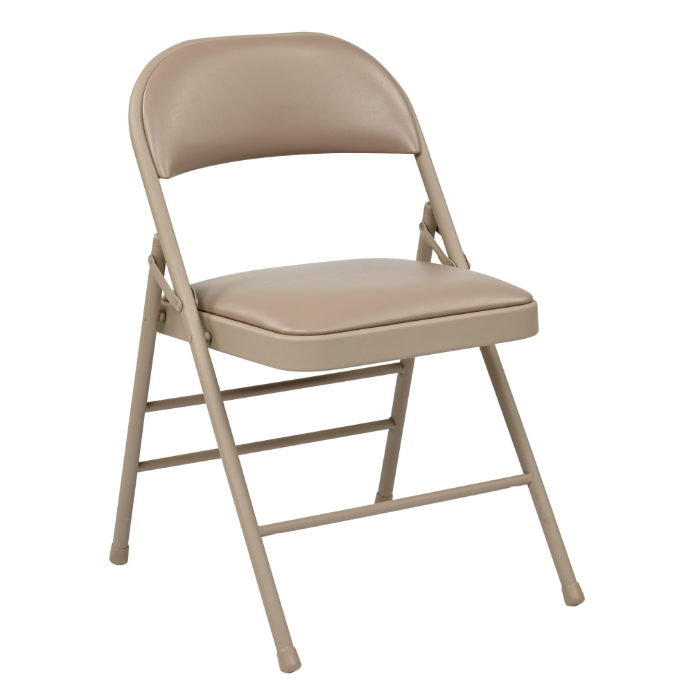 Office Star Work Smart Vinyl Mid-Back Folding Chairs, Tan, Set Of 4 Chairs MPN:FF-23124V