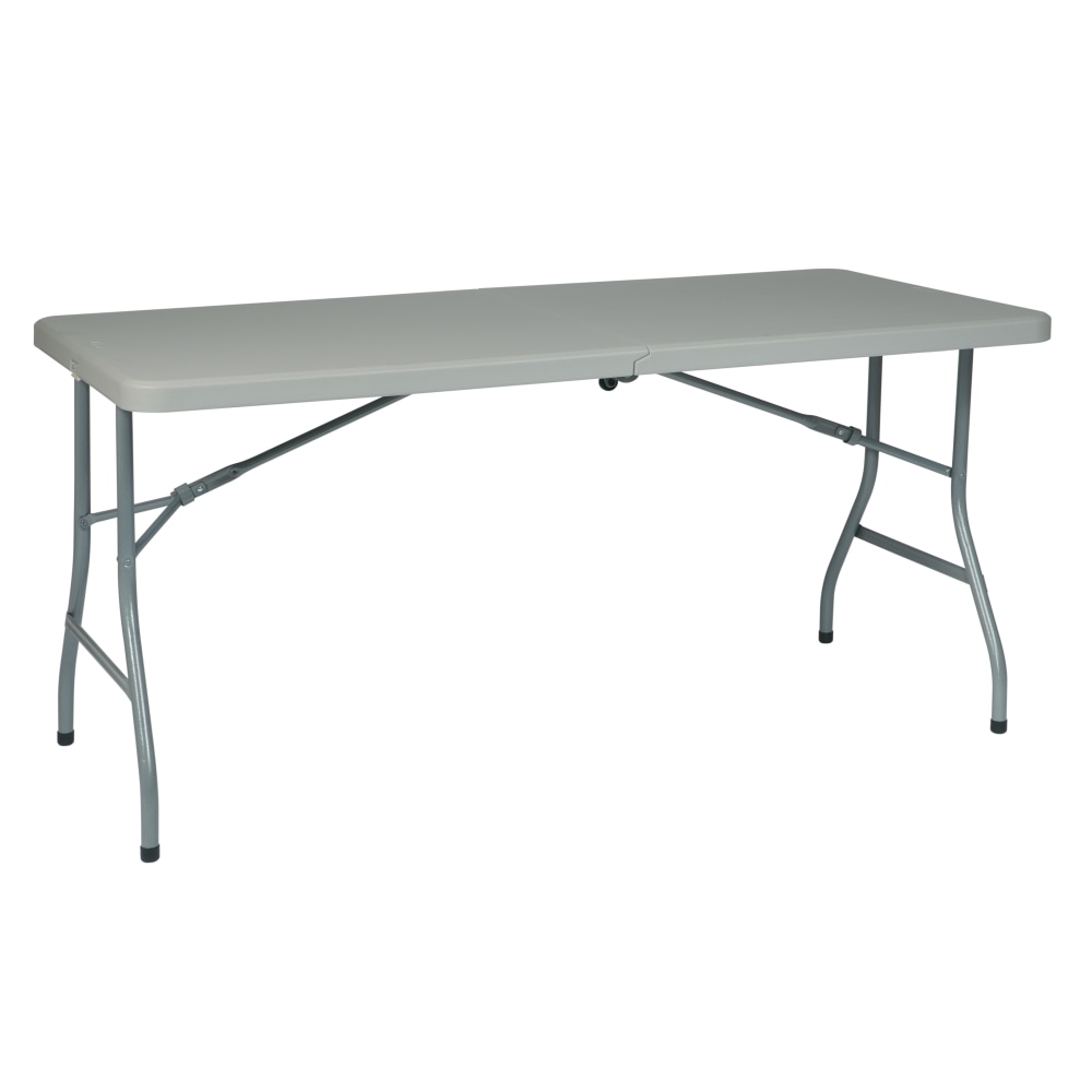 Office Star WorkSmart Resin Multi Purpose Center Fold Table With Wheels, 29 3/10inH x 61inW x 30inD, Gray MPN:BT5FQW