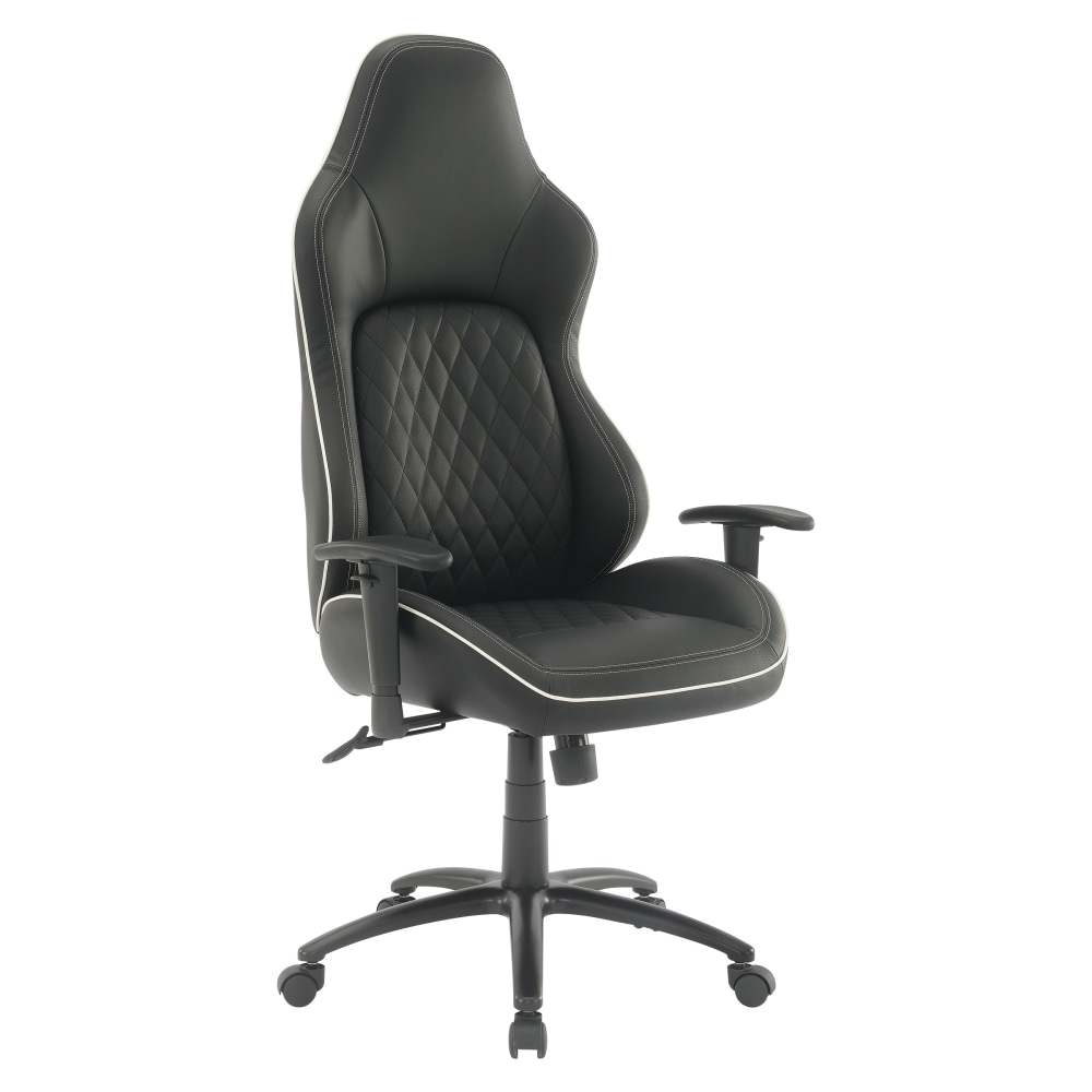 Office Star High Stakes Ergonomic Bonded Leather Computer Gaming Chair, Black/White MPN:HSTK25-WH