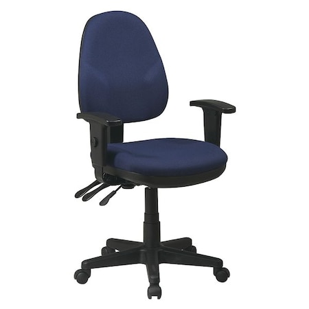Desk Chair Desk Chair, Adjustable Arms, 20 1/2- Height, Fabric, Navy MPN:36427-225