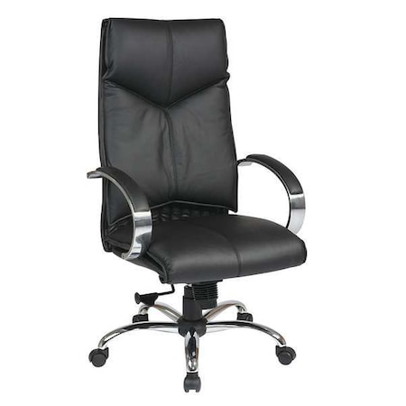Exec Chair, Leather, Black, 16-19