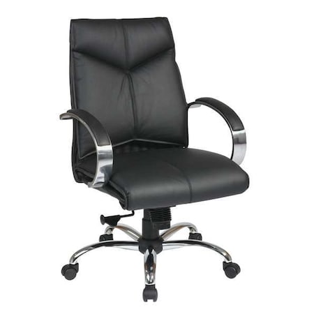 Exec Chair, Leather, Black, 16-19