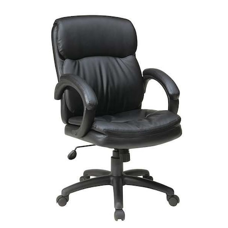 Exec Chair, Leather, Black, 18-21