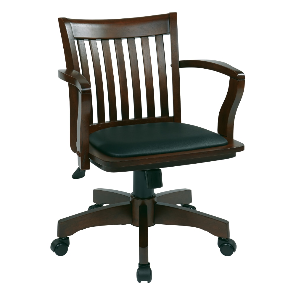 Office Star Deluxe Wood Bankers Chair With Padded Seat, Black/Espresso MPN:108ES-3