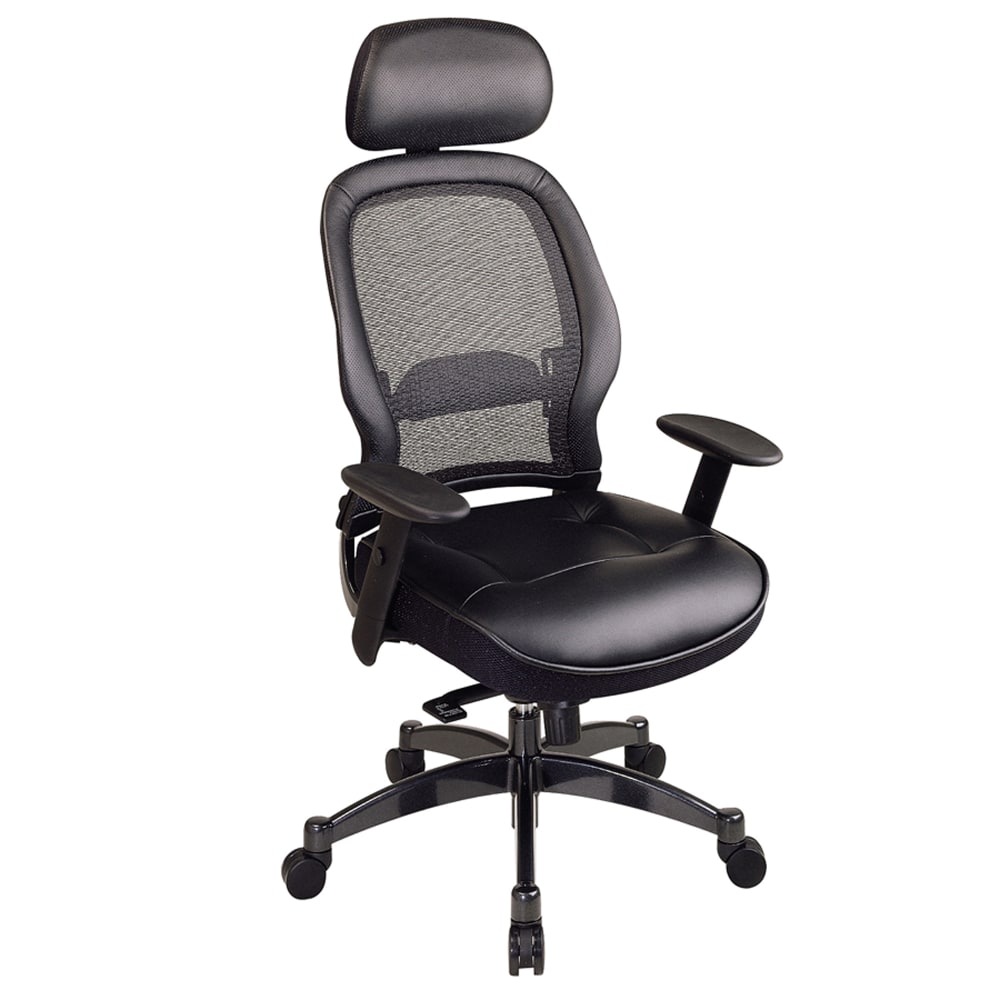 Office Star Matrex Bonded Leather/Mesh High-Back Chair, Black MPN:27008