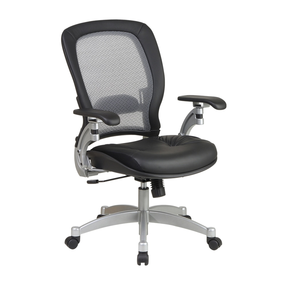 Office Star Professional AirGrid Bonded Leather High-Back Chair, Black/Platinum MPN:3680