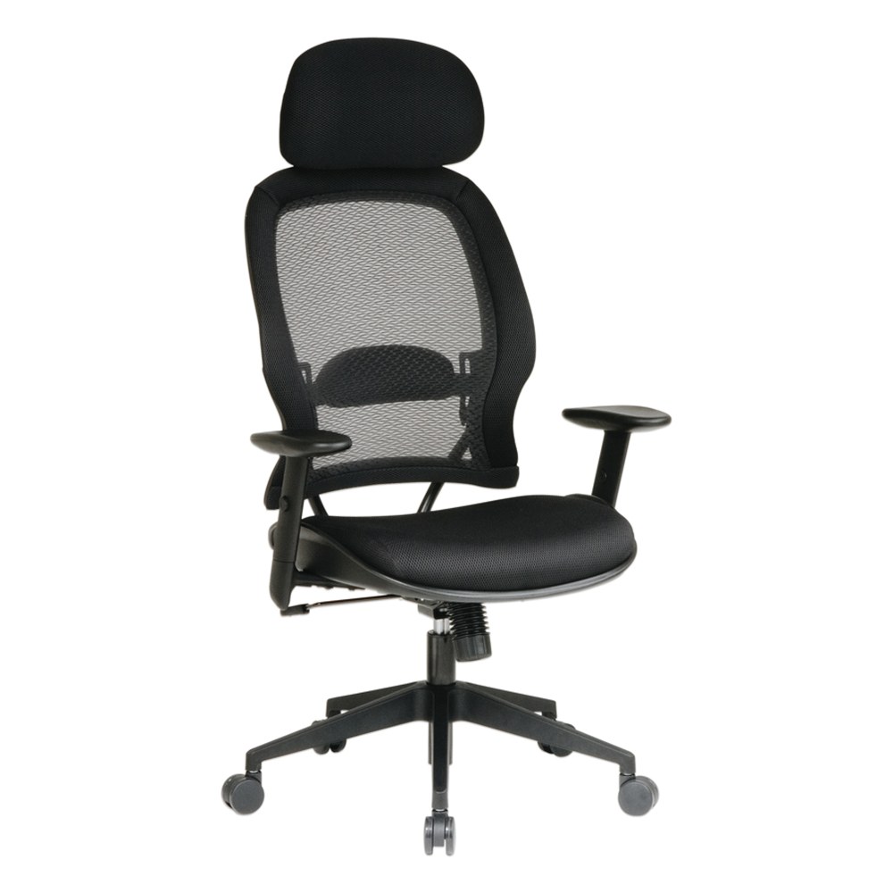 Office Star Professional Air Grid Mesh High-Back Office Chair With Headrest, Black MPN:55403