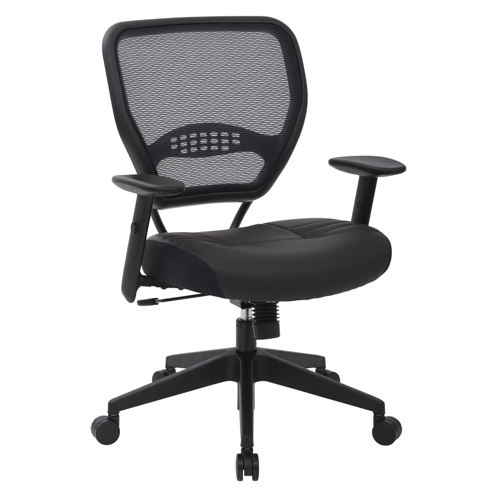 Office Star Space Seating Bonded Leather Mid-Back Chair, Black MPN:5700E