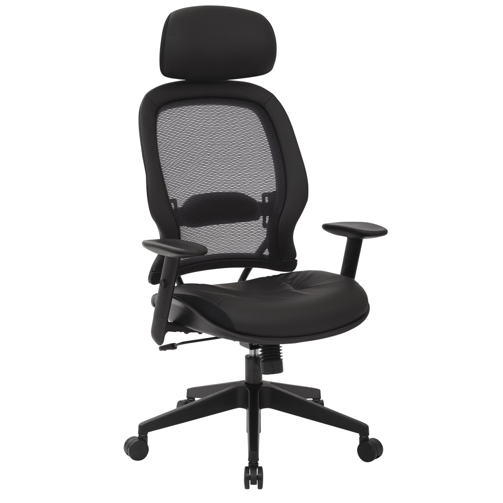 Office Star Professional AirGrid Bonded Leather High-Back Executive Chair, Black MPN:57906E