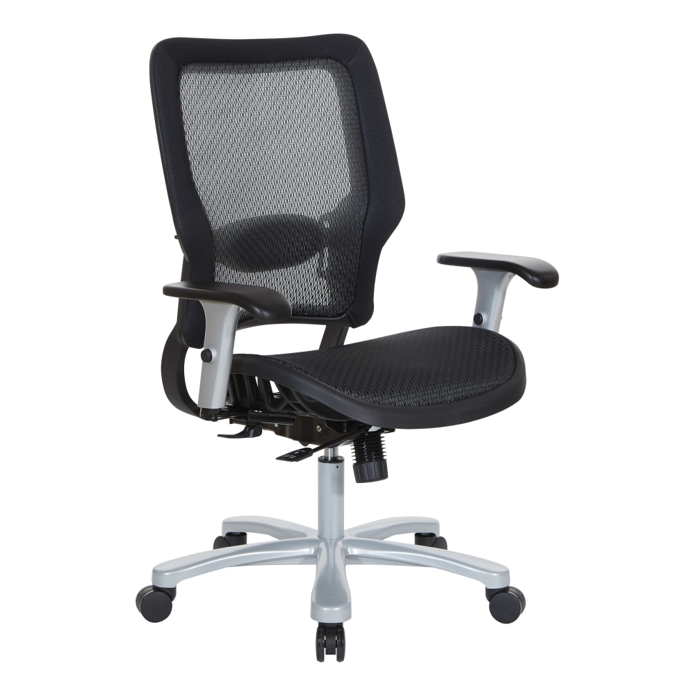 Office Star Space Seating 63 Series Ergonomic Air Grid Mid-Back Big And Tall Chair, Black/Silver MPN:63-11A653R
