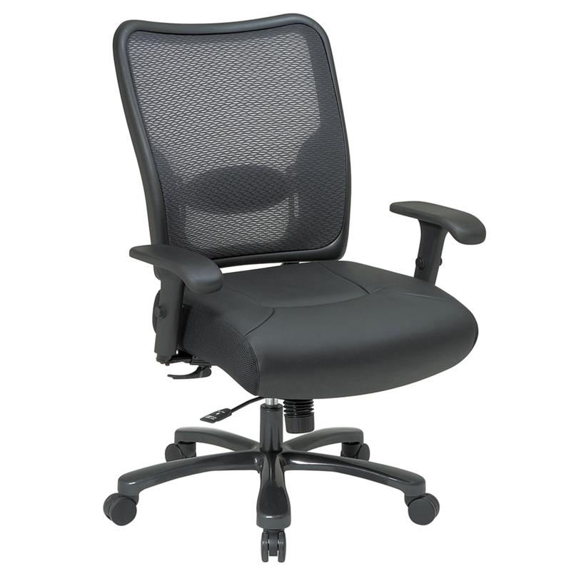 Office Star Big & Tall Bonded Leather/Air Grid Mesh Back High-Back Chair, Black MPN:75-47A773