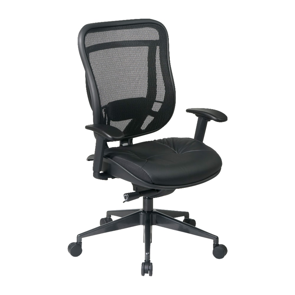 Office Star Space 818A Executive Bonded Leather High-Back Chair, Black/Gunmetal MPN:81841G9C18P