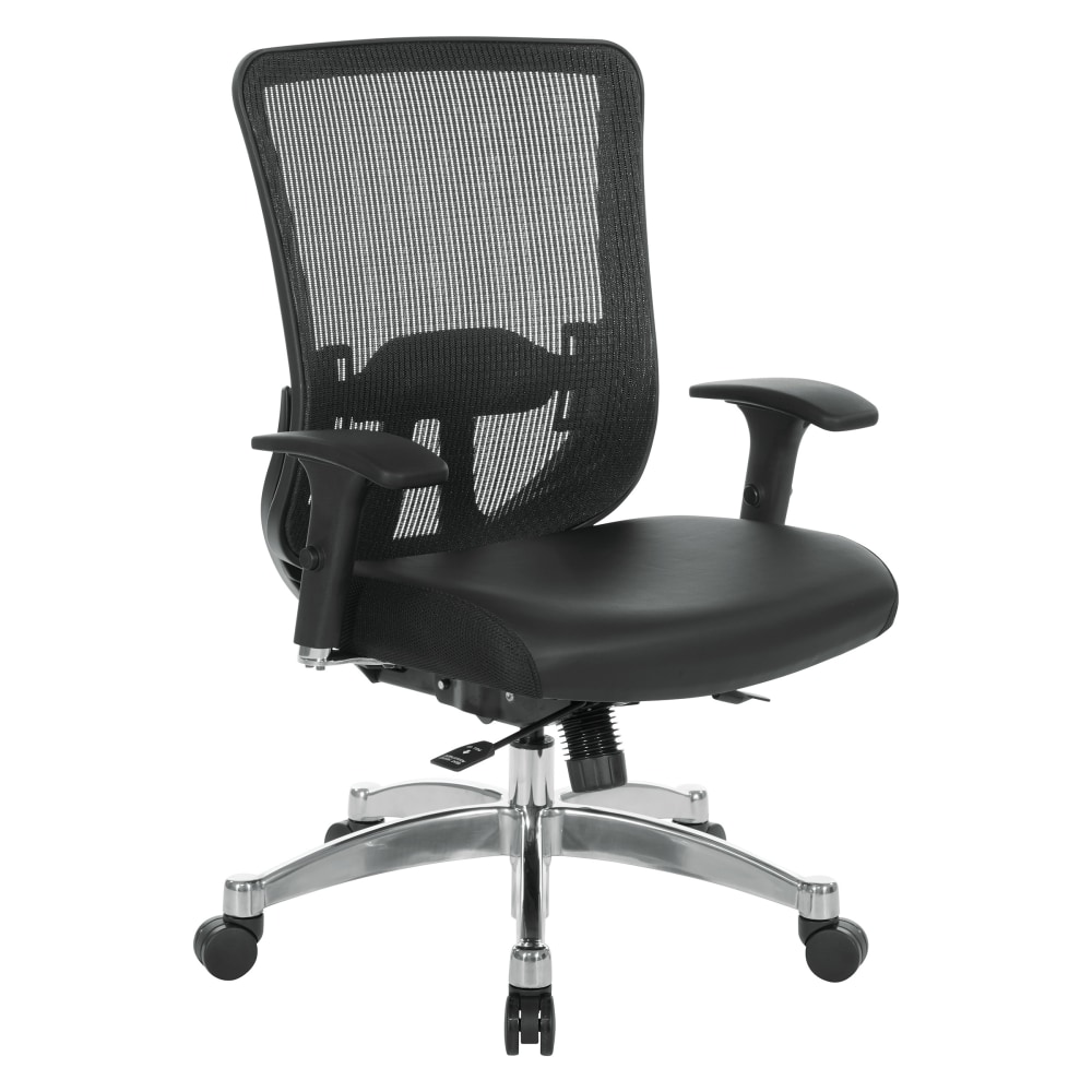 Office Star Space Seating 889 Series Ergonomic Mesh/Bonded Leather Mid-Back Chair, Black MPN:889-E3T17C63C