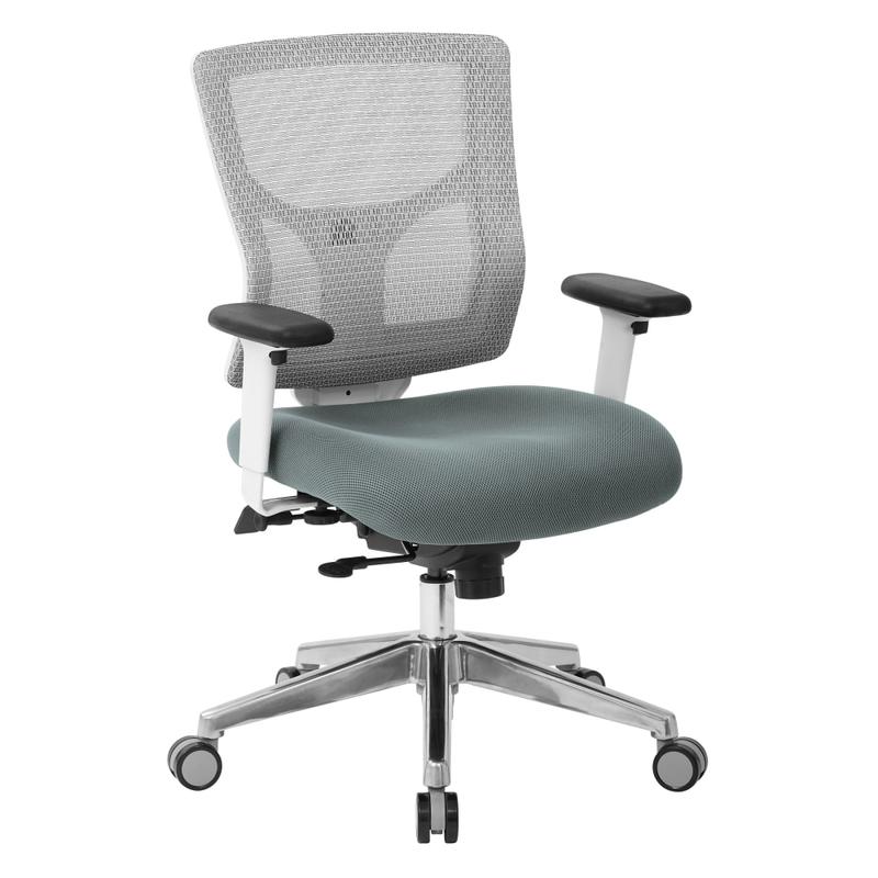 Office Star ProGrid Mesh Mid-Back Chair, White/Gray MPN:95673-2M